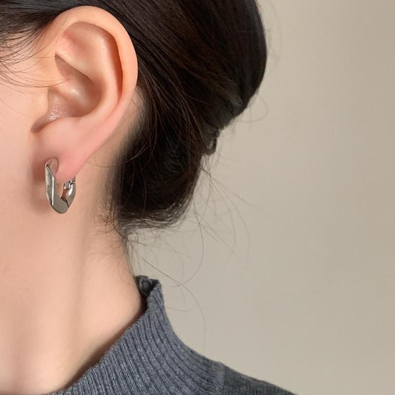 PONYKISS  Sterling Silver Letter U Hoop Earrings for Women Minimalist Punk Fine  Personality Accessories Ins