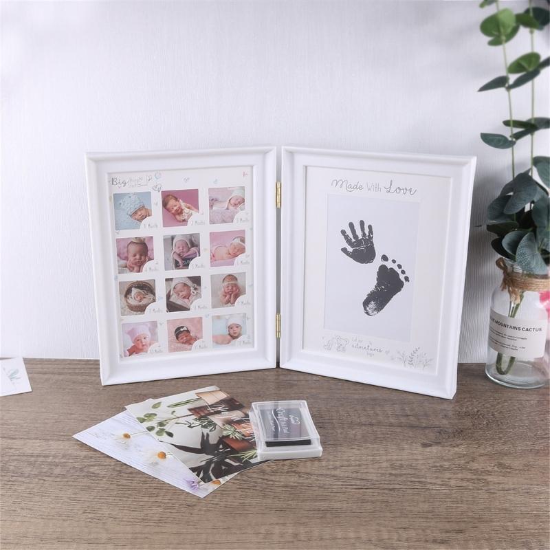 Foldable Picture Frame for Newborn Photo Frame Nursery Table Display Footprint Handprint Keepsake Frame House Decoration