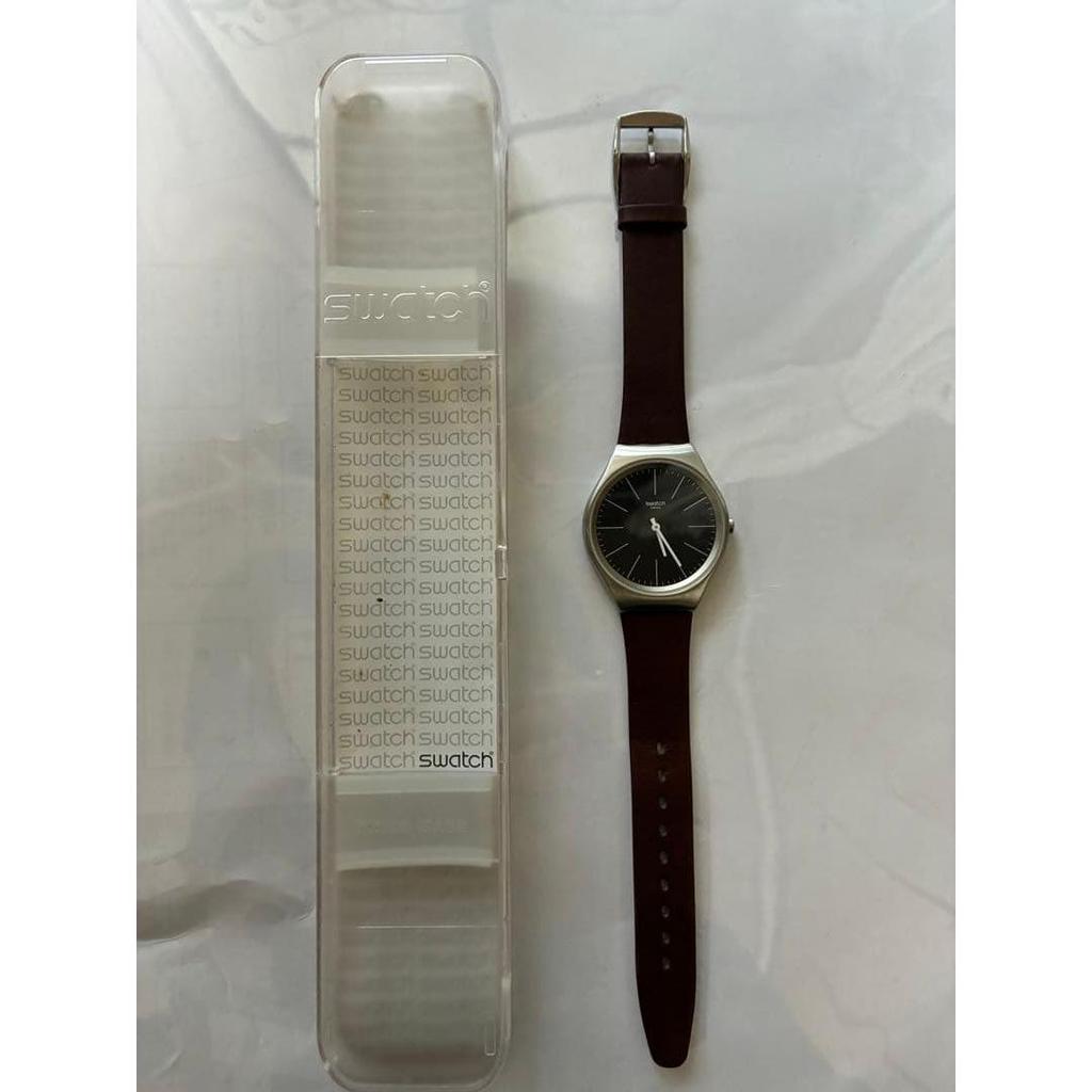 Used Swatch Watch Quartz Brown Leather
