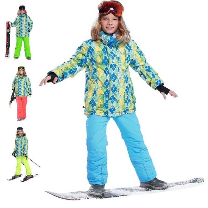 Детский утепленный водонепроницаемый горнолыжный костюм-трансформер Phibee