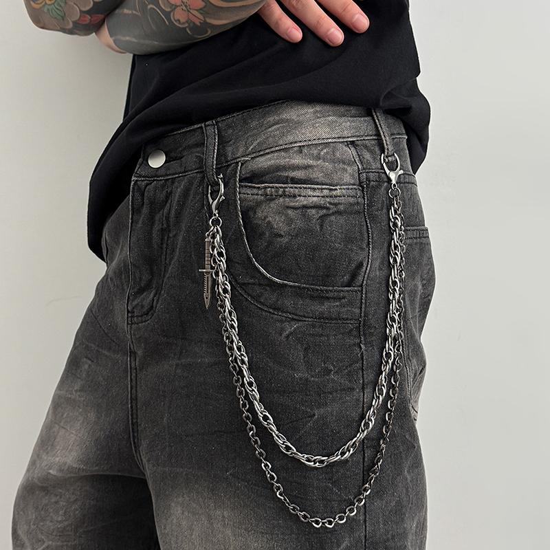 Hiphop Goth Creative Pendant Keychain Waist Belt Men Women Vintage Wallet Trouser Hipster Jeans Chain Jewelry
