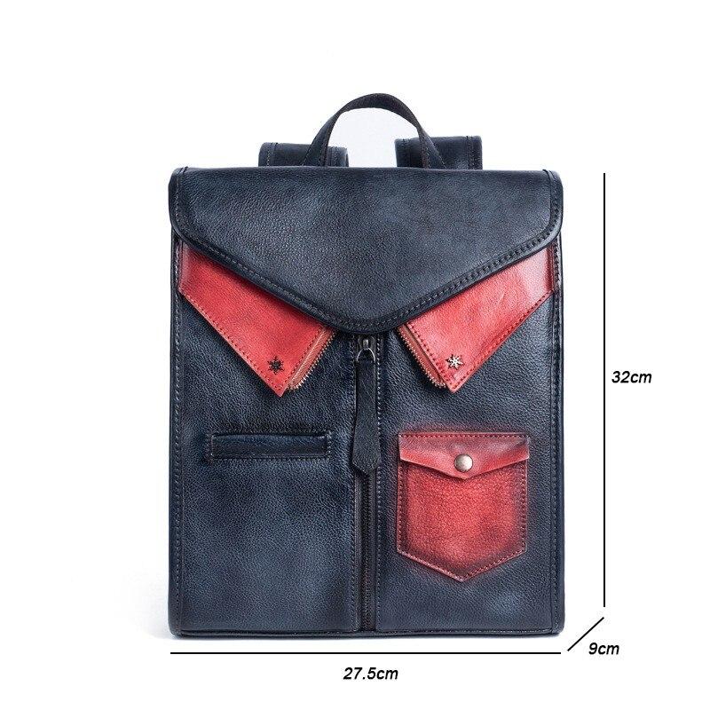 Johnature Mochila Vintage de cuero genuino para mujer, bolso de viaje de gran capacidad para ocio, Cuero de vaca Real, mochilas creativas