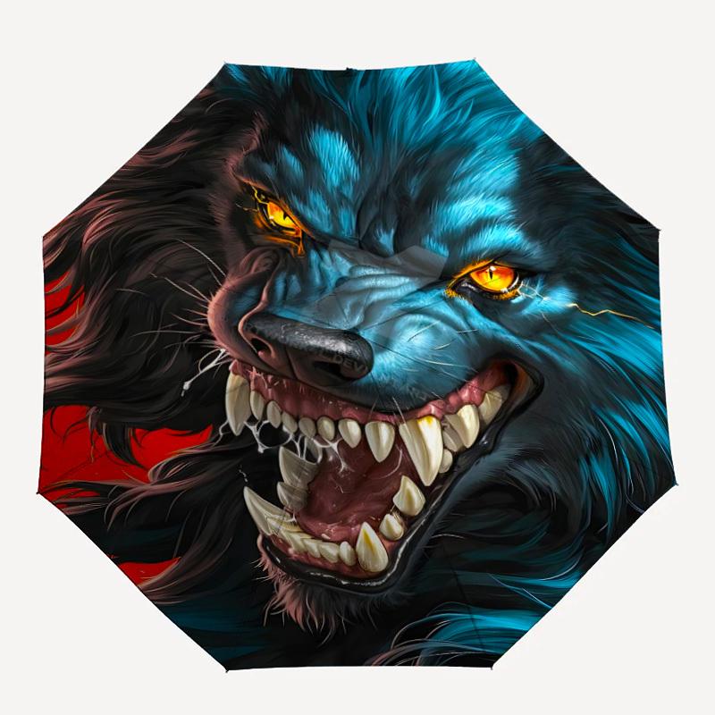 

1pc Wolf Moon Fashionable Automatic Opening/Closing Folding Umbrella with 8 Bones, Windproof Portable, Daily Use61