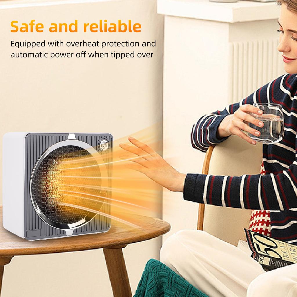 Mini Space Heater for Indoor Use PTC Fast Heating Quiet Portable Desktop Heater Fan for Bedroom Bathroom Office