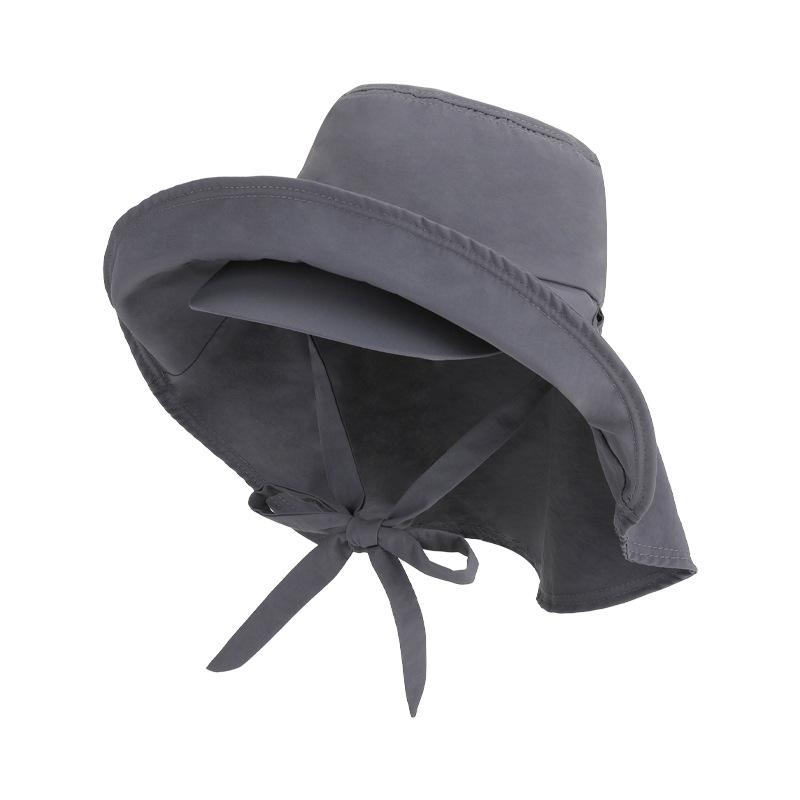 Summer Outdoor Sunscreen Hat Double-layer Large Brim Quick-drying Waterproof Bucket Hat Shawl Ponytail Sun Hat Children