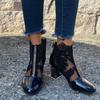 2021 Summer & Spring Women's PU Leather Boots with Thick Heels & Zipper