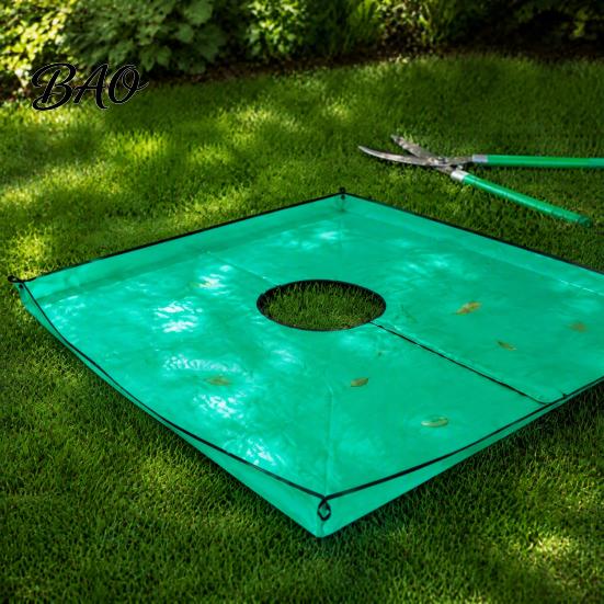 Tree Leaf Catcher Tarp Landscape Pruning with Hole, Metal Buckles, Waterproof Waste Tarp, Yard Work Utility Accessory Garden Bush Trimming for