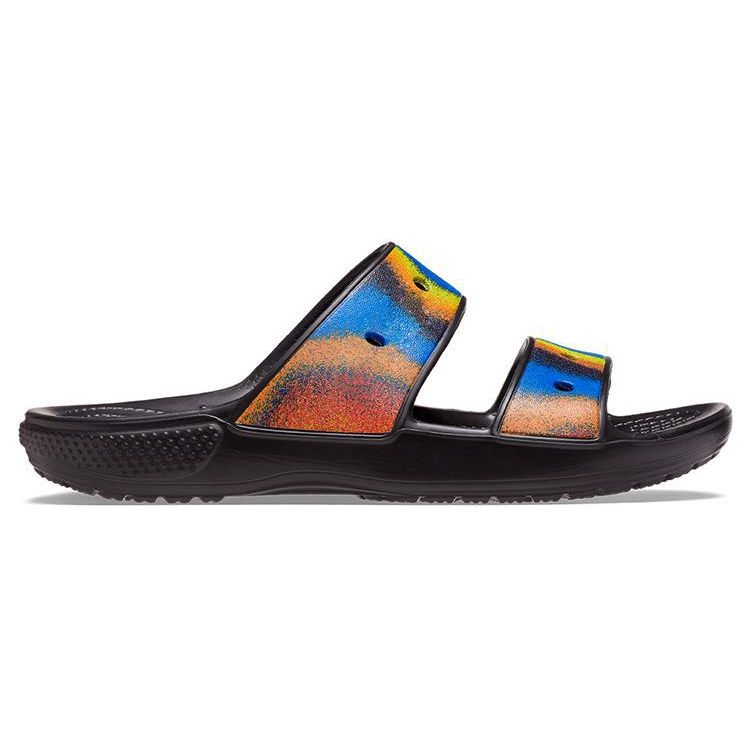 Crocs Unisex Klasyczne Sandały z Efektem Spray Dye Czarny/Wielokolorowy Wsuwane 208055-0C4
