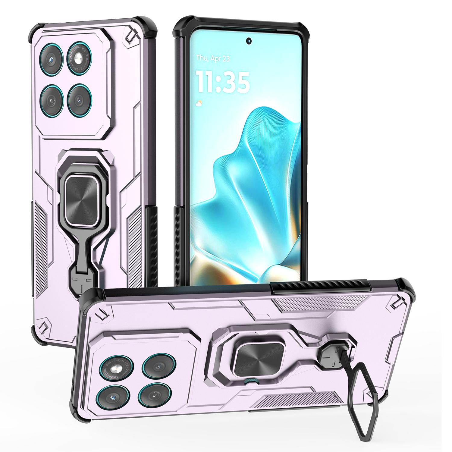 

For Motorola Edge 60 Fusion 5G Case Rotatable Ring Kickstand PC+TPU Shockproof Phone Cover Purple