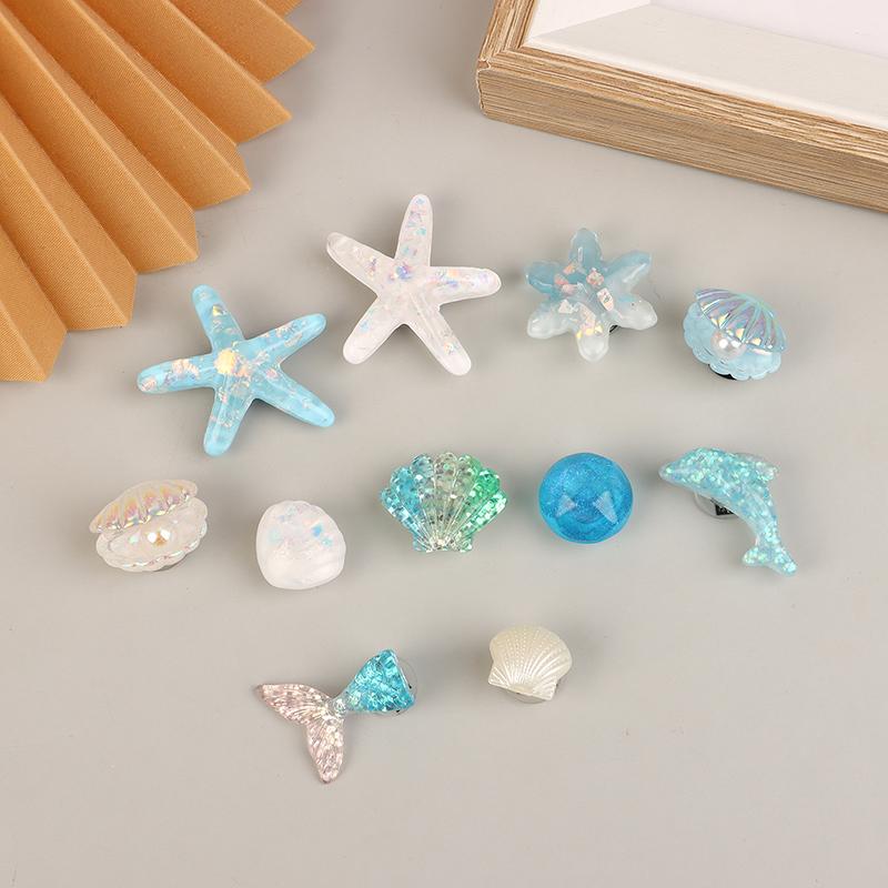 Blue Secret Starfish Shell Hole Shoe Buckle Accessories Decoration Removable Shoe Accessories For Girls Summer Shoes Diy Gift