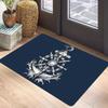 Nautical Vintage Theme Carpet Mat Rug Anchor Steering Wheel Compass Map Retro Hand-drawn Home Decoration Entryway Navy Blue