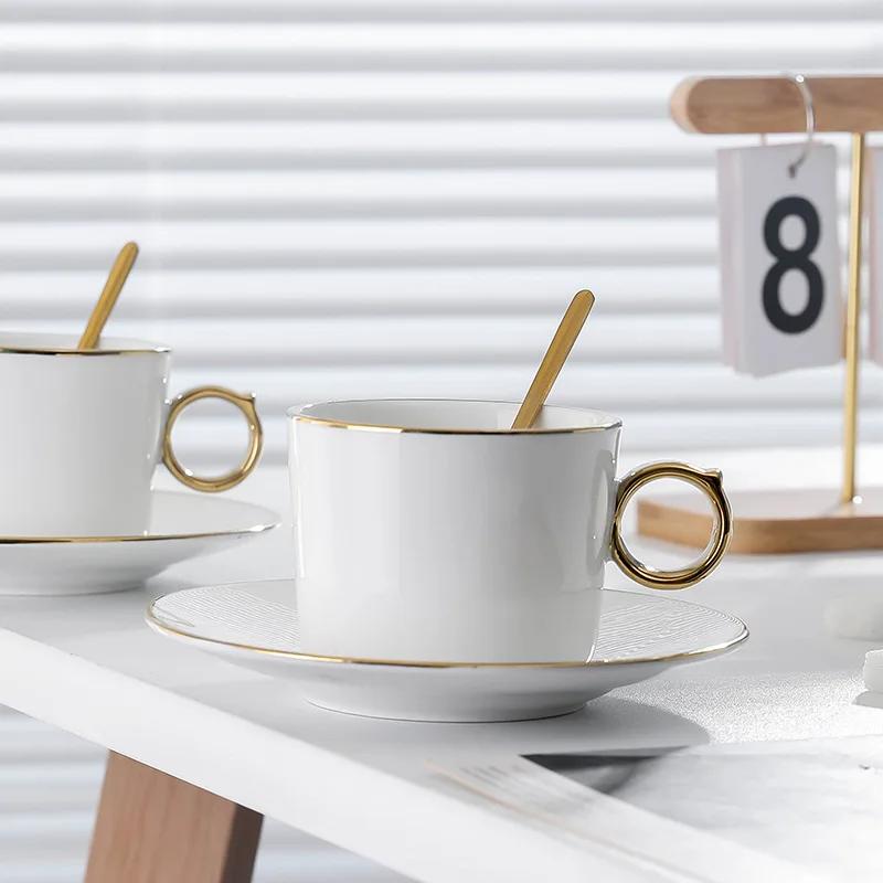 Phnom Penh Coffee Cups Disc Set Light Luxury Nordic Household Ceramic Mug Office Afternoon Tea Cup, Christmas Gift Couple Mug