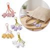 Tulip Shape Keychain Pendant Leather Like Decorative Charm Creative Flower Keyring  Car Interior