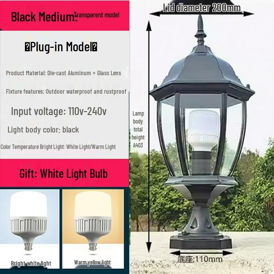 Wasserdichte Außen-Säulenleuchte im europäischen Stil für Zäune und Torpfosten