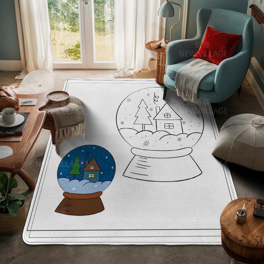 House Entrance Carpet Home Door Mat Living Room Bath Foot Bathroom Non-slip Water Absorption Rugs Bath Merry Christmas Winter