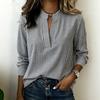 Camisa a Cuadros de Manga Larga con Cuello en V de Corte Holgado para Mujer S