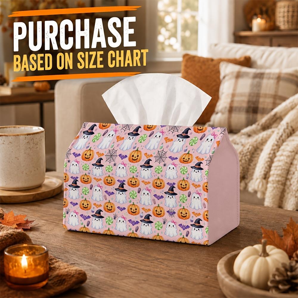 1pc Cute Kawaii Spooky Tissue Box - Floating Ghost Candy Bat Napkin Storage Box, Fits Rolls, Facial Tissues And Single Sheets, Multi-Functional Storag