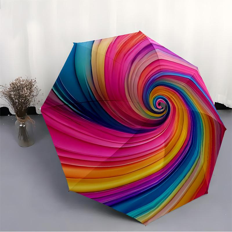 1pc Colorful Swirl Pattern Umbrella - 8-Rib Automatic Open/Close, Fashionable Compact Umbrella for Outdoor Adventures yy250813169