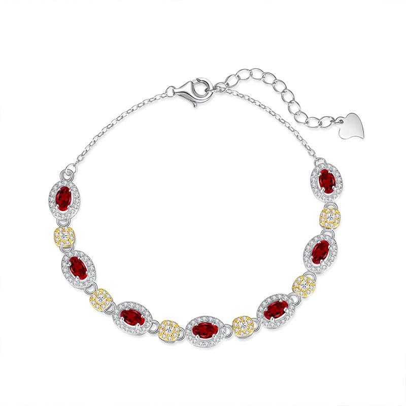 Sterling Geometric Bracelet Women With Natural Garnet Topaz Gemstones 925 Sterling Silver