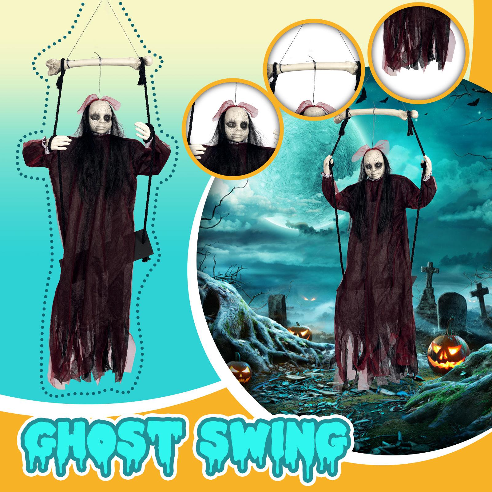 

Halloween Swing Hanging Decoration Red Swing Electric Light Sound Induction Horror Trick Decoration One Size