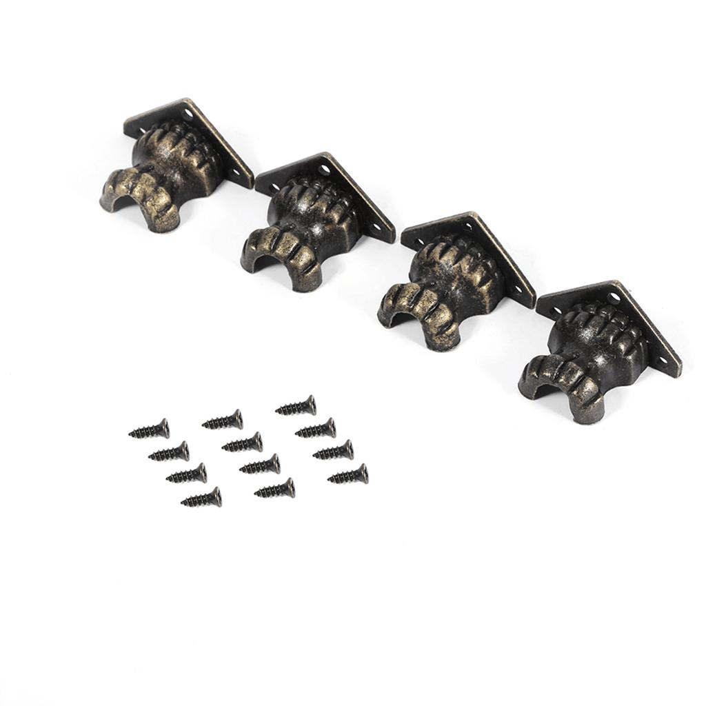 4pcs Antique Brass Jewelry Chest Wood Box Decorative Feet Leg Corner Protector Hardware