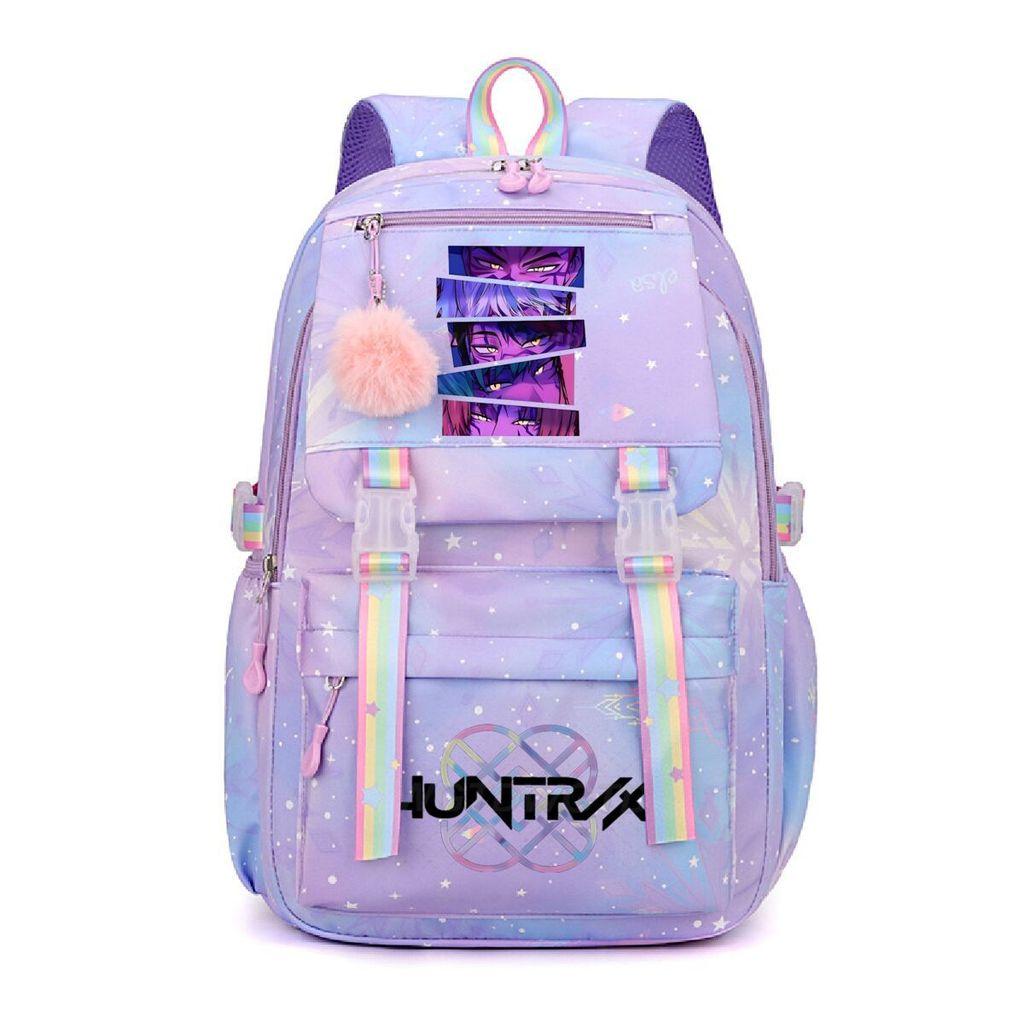 Girls Kpop Hunters Rumi Zoey Mira Printed Backpack Student School Travel Large Capacity Bag