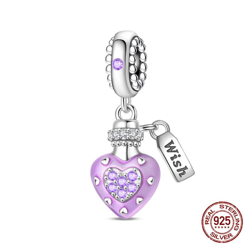 Copper Heart Beaded Wishing Bottle & Princess Crown Charms Fit Originalbracelet Diy Jewelry Making Women Gift