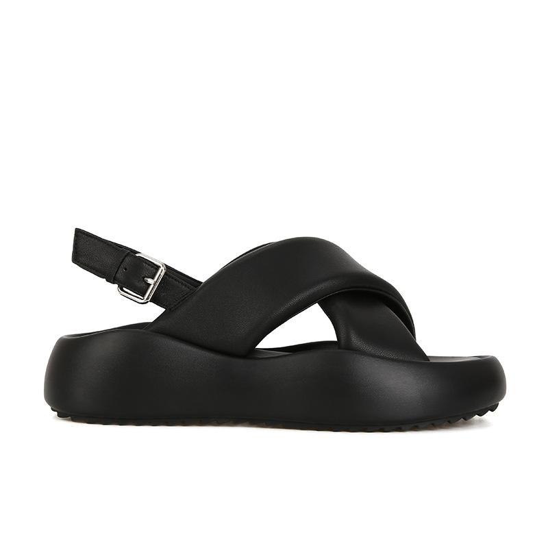 

Sheepskin version~ The same thick-soled cross-buckle with bubble bread cool slippers casual sandals women 40