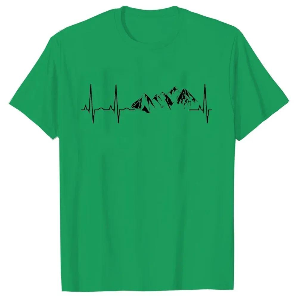 Men's Clothing Novelty Mountain Heartbeat Pulse Line T Shirt Climbing Hiking Graphic Tees Short Sleeve Father's Day T-shirt Men