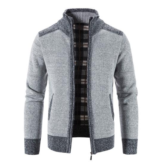 Zipper Closure Men Cardigan with Pocket Polyester Precisely Detail Men Sweater for Dating Wear
