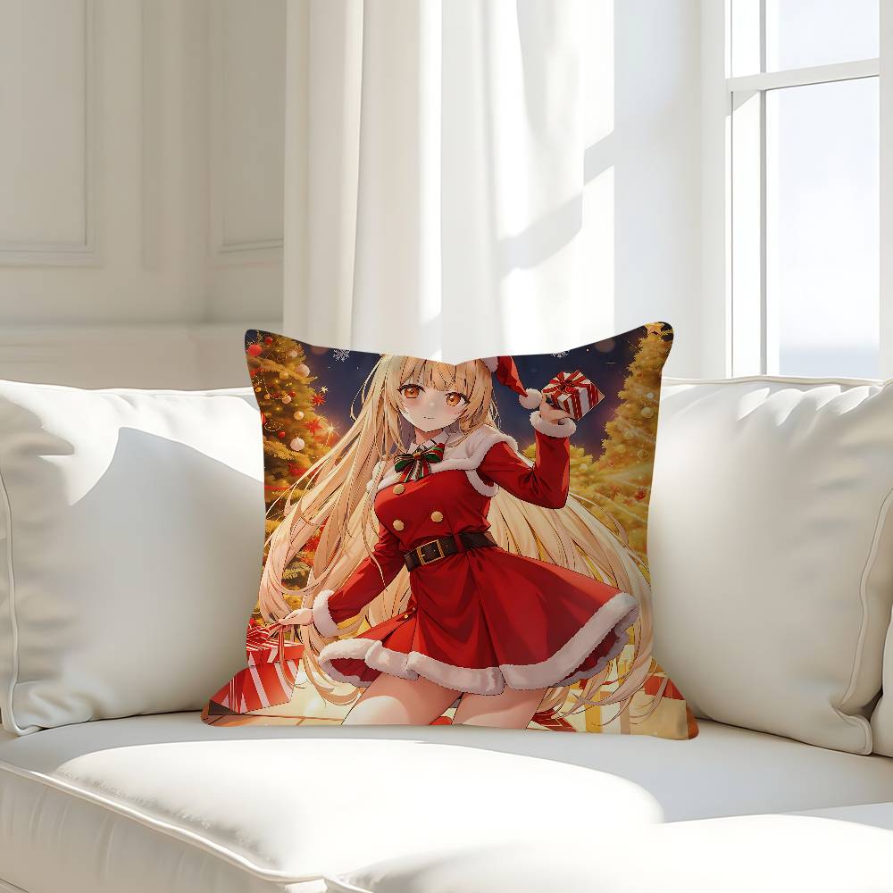 Anime Christmas Girl Pillow Case Removable Washable Cushion Cover – All-Season Soft Linen