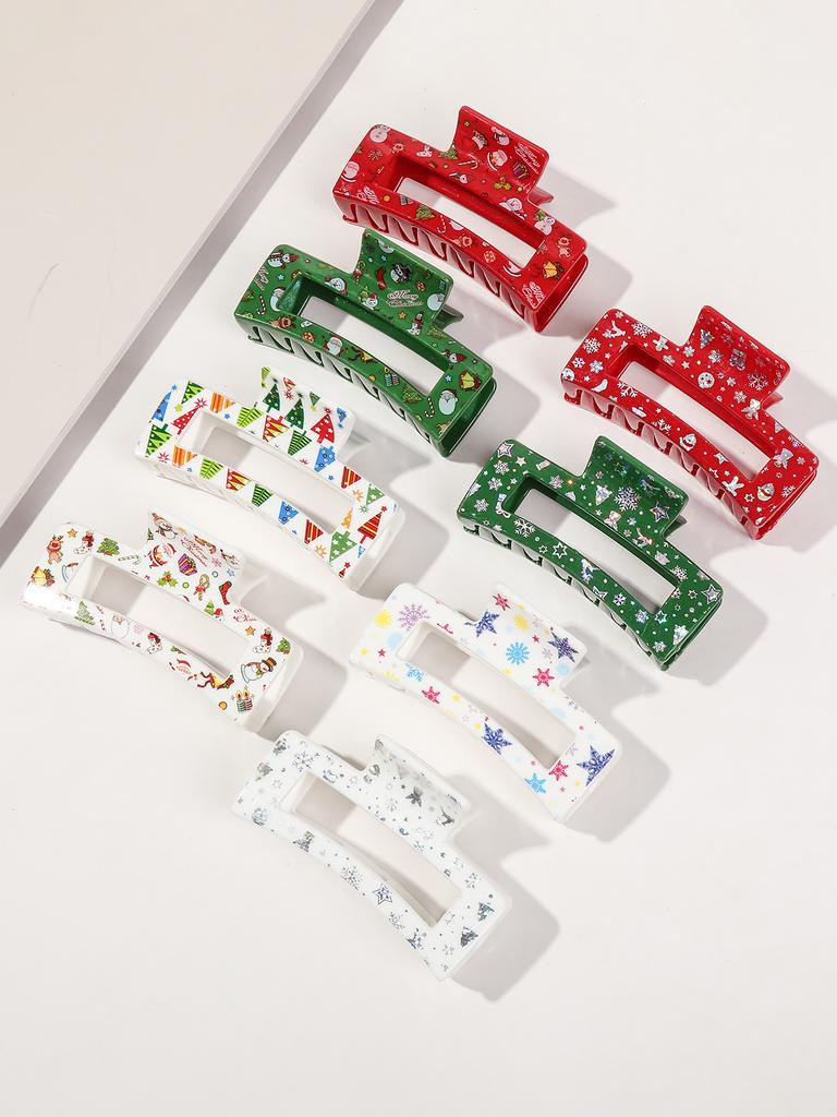 8 Stück Weihnachts-Haarspangen Klemme Schneeflocke Schneemann Design Haarschmuck Weiß Rot Grün Cartoon Haarspangen für Frauen