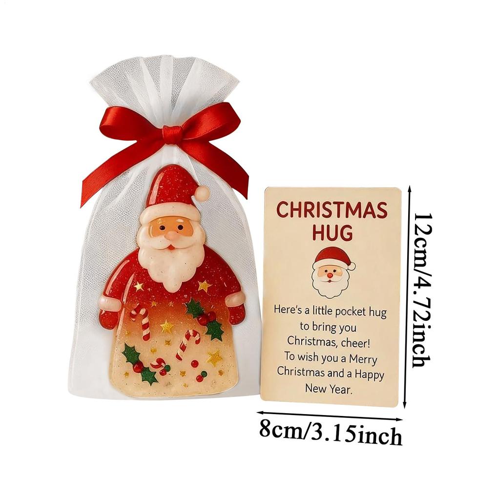 Christmas Hug Santa Claus Ornaments Keepsake Holiday Cards With Bags For Friends Family Kids Adults Women Girls Students