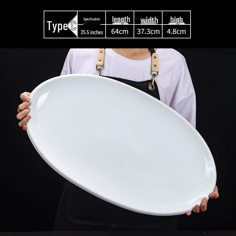 Hui You Da Große ovale Keramik-Fischplatte (14/16/18 Zoll) - Verdickter reinweißer Teller für Hotels und Restaurants