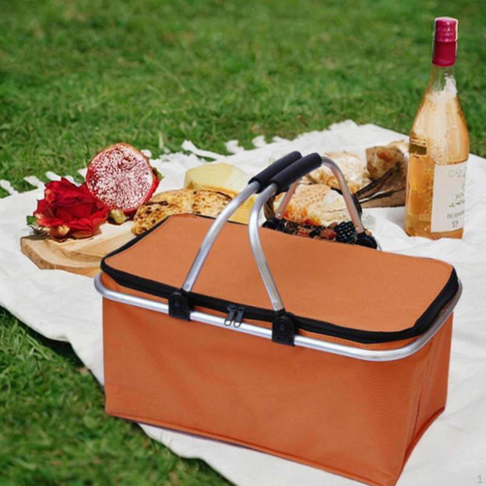 

Изолированная корзина для пикника, сумка для доставки еды, складная, легкая, оксфордская, большая вместимость, для покупок оранжевый