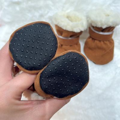4 Stück Neue Wildleder-Samt-Winter-Hundeschuhe Anti-Rutsch-Schuhe Haustierschuhe Warm Verdickt Katzen Welpen Socken