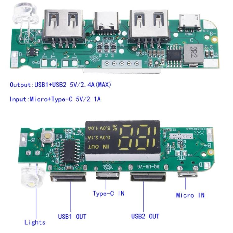 3.7V Dual USB 5V2A Power Bank Motherboard Module DIY Power Bank Mobile Power