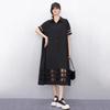 XITAO Hollow Out Patchwork Gauze Short Sleeve Dress GYX1621