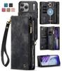For iPhone 17 Pro Max Air Magnetic Wallet Case Compatible with Magnetic with RFID Blocking Zipper & Card Holder Strap Detachable