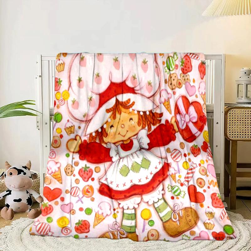 

Strawberry Hat And Cat Blanket Flannel Blanket for bed, sofa, Camping, Hiking, Picnic Essentials, gift for family Fan gifts 75x90cm