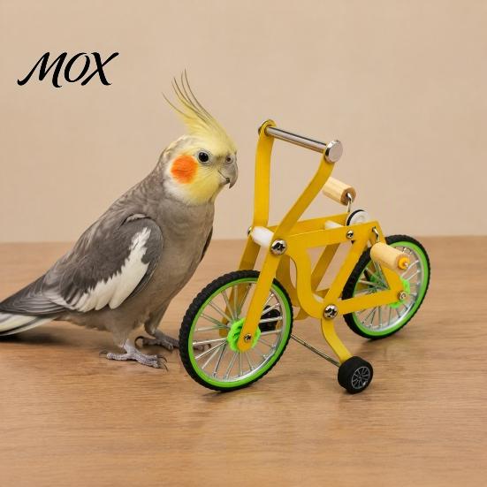 Anti Chew Bird Toy Intelligence Training Bike Toy, Interactive Bicycle Exercise Enrichment Cockatiel Educational for Lovebird Conures Parakeet