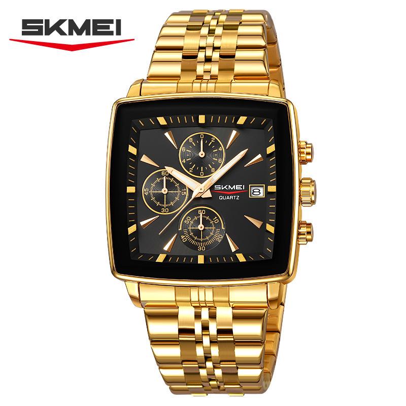 Shike Mei Men's Multifunctional Chronograph Watch - Waterproof, Luminous, Calendar, Steel Strap.