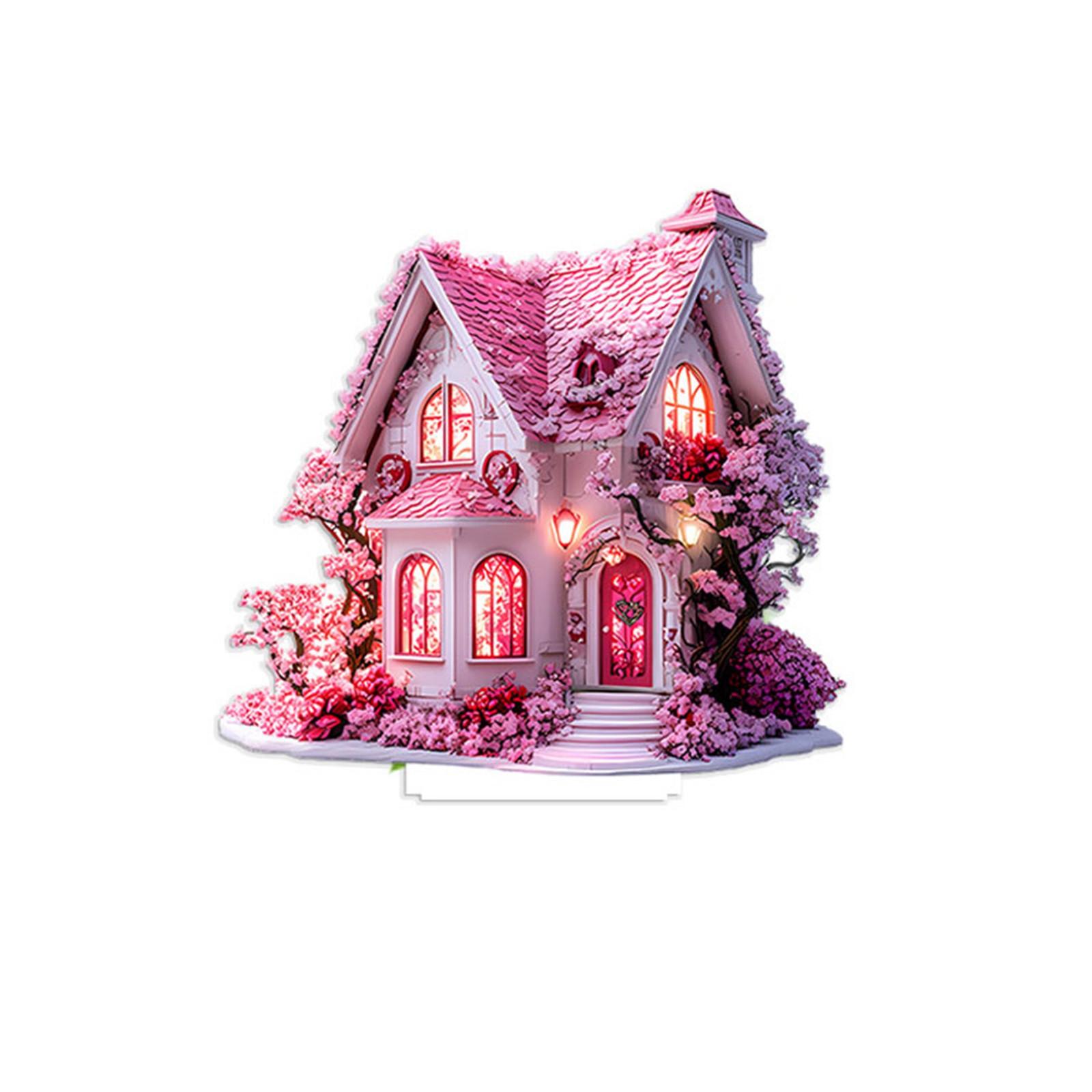 

Tree Cabin Valentine s Day Acrylic Desktop Ornaments With Base 2D Flat Decoration