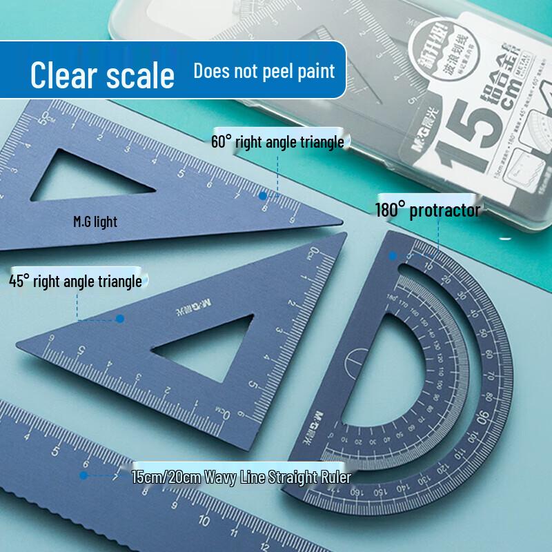M&G ARL960G0 Aluminum Alloy 4-Piece Ruler Set