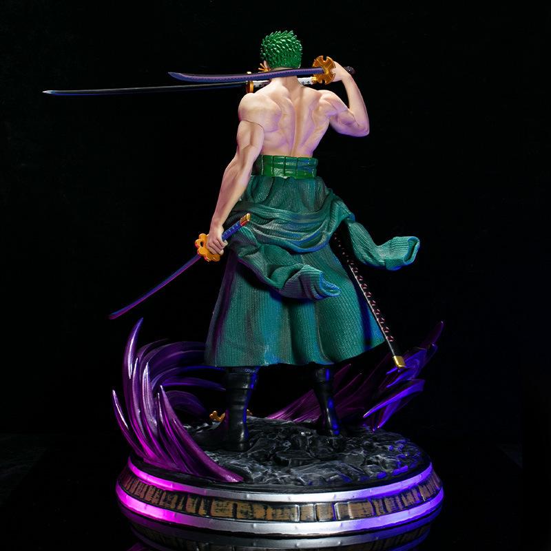 One Piece Zoro GK Statue: Doppelkopf, Austauschbares Drei-Schwerter-Stil Anime-Modell.
