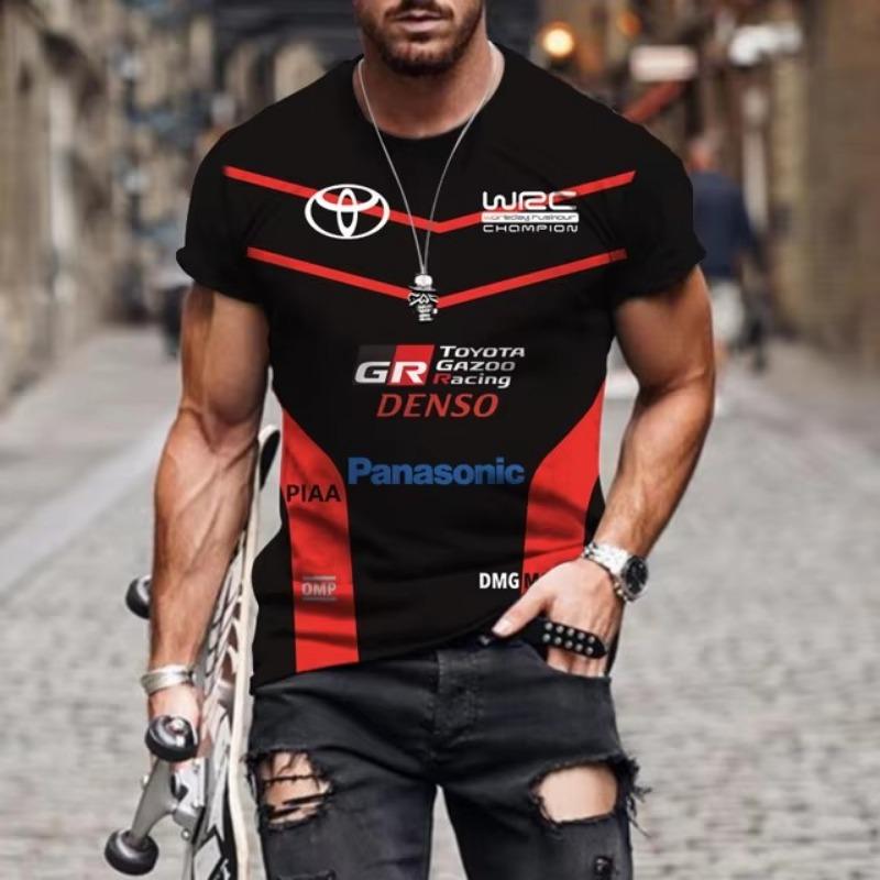 Forever Men Zomer Autorally Sport T-shirt 3D Geprint Ademend Buiten Top O-hals Sport Sneldrogend Heren T-shirt Top 2XL