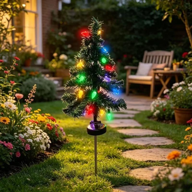 Solar Christmas Tree Lights Waterproof Outdoor LED Garden Lamp for Lawn Patio Yard Pathway Landscape Party Holiday Decoration