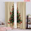 2pcs,2D Plane Printing Curtains&Window Treatment Charming Vintage Christmas Tree Versatile Fabric (without Rod) Art Deco Festive