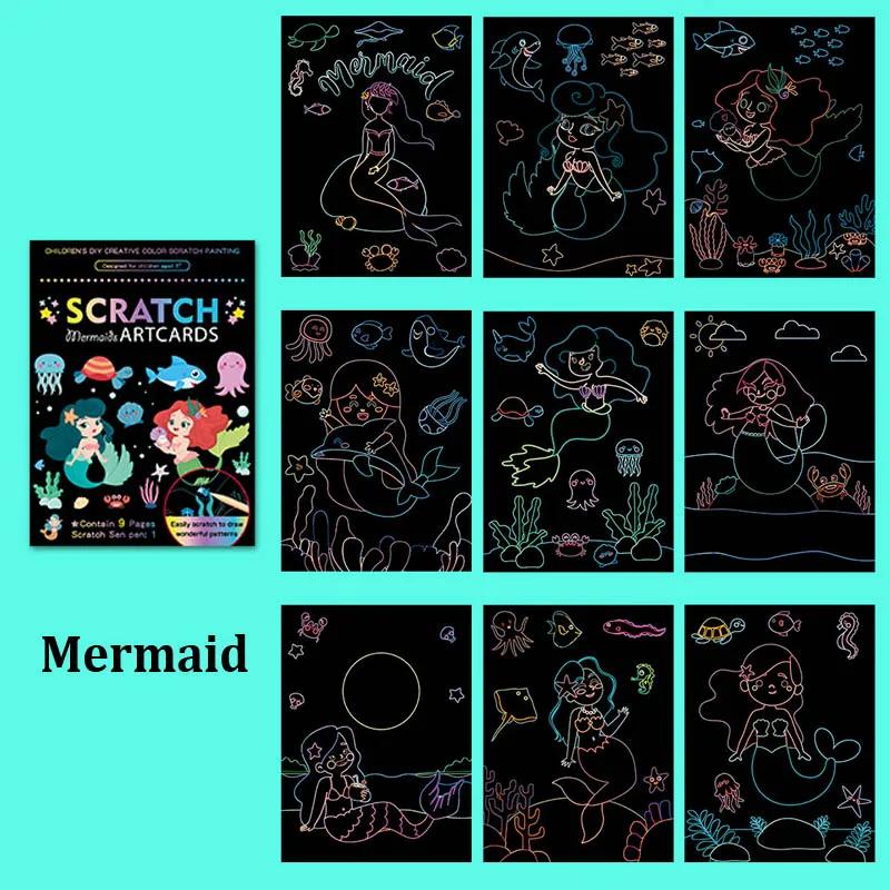 Rainbow Color Scratch Painting Paper Cartoon Magic Drawing Board Education Art Supplies School Painting Teaching Tools TMZ