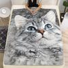 Cat Lovers UltraSoft Flannel Blanket  Gray Tabby Print  Quilted AntiTear  AllSeason CouchBedHome Decor